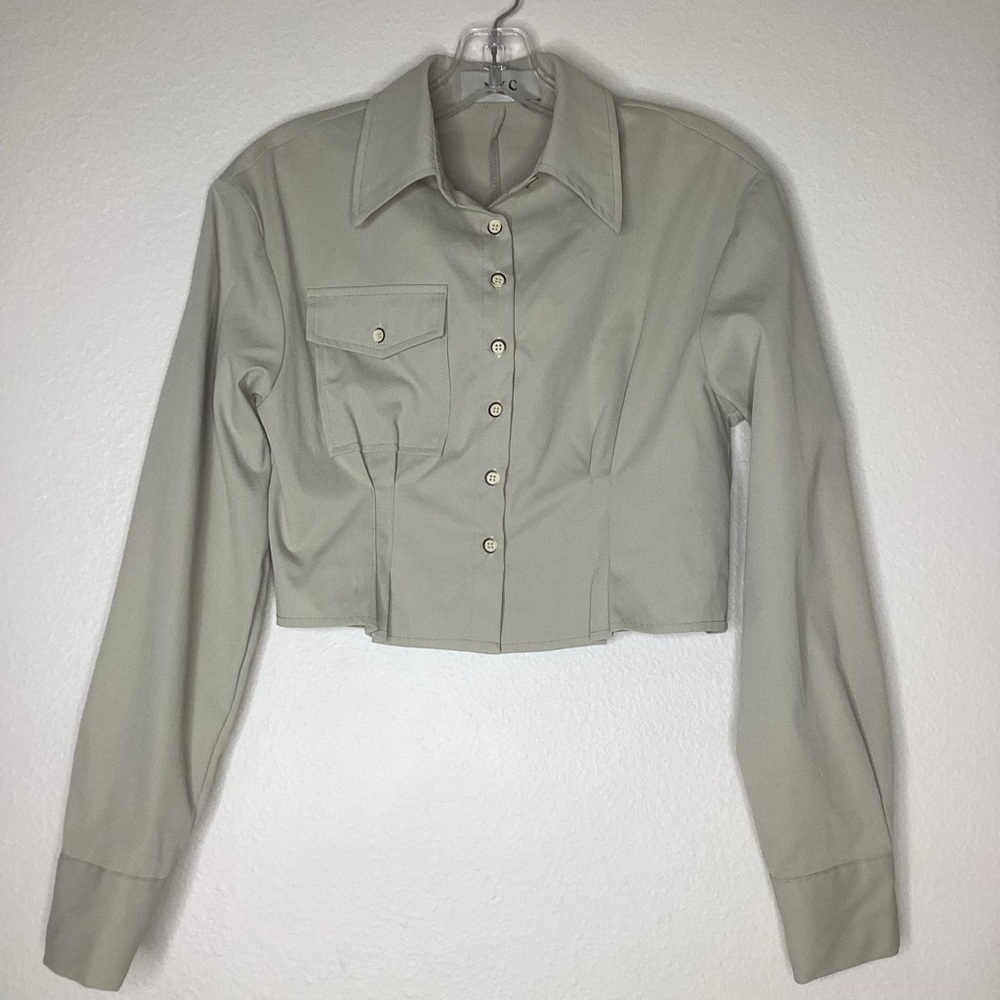 The NKC Store Cropped Shacket Top Khaki
